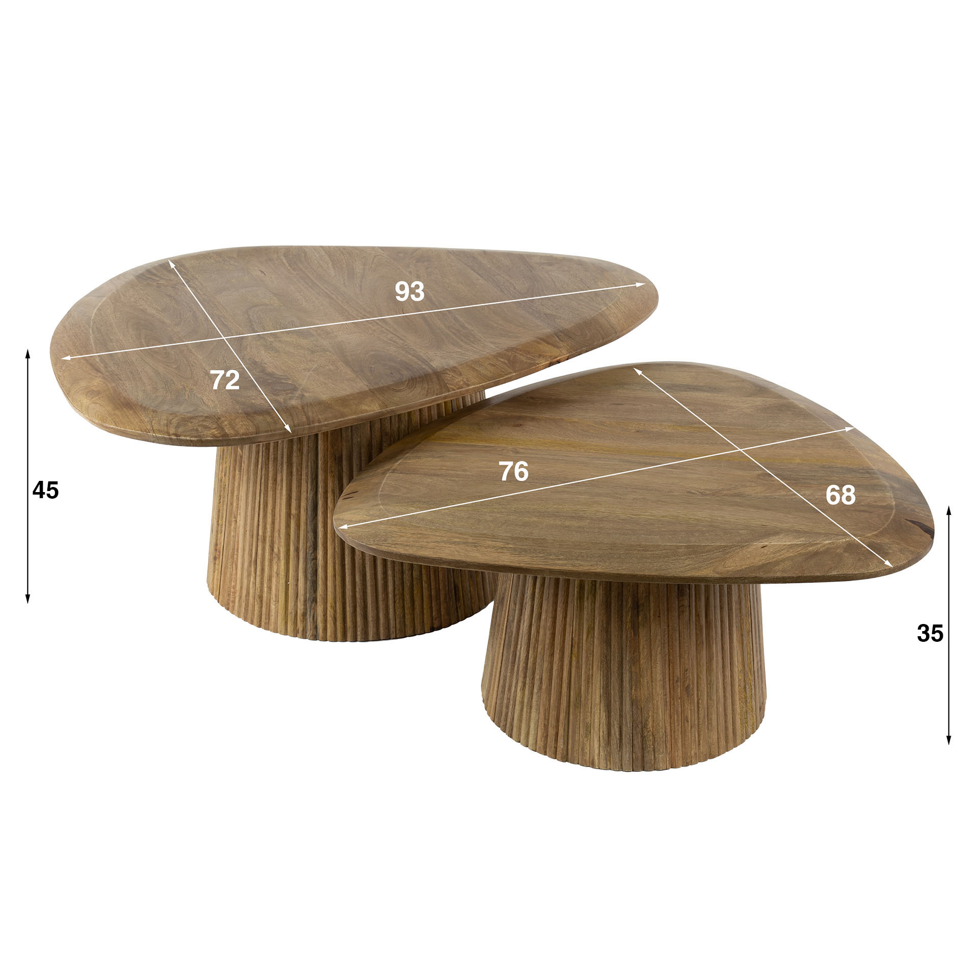 Salontafel set/2 Wave driehoekig blad